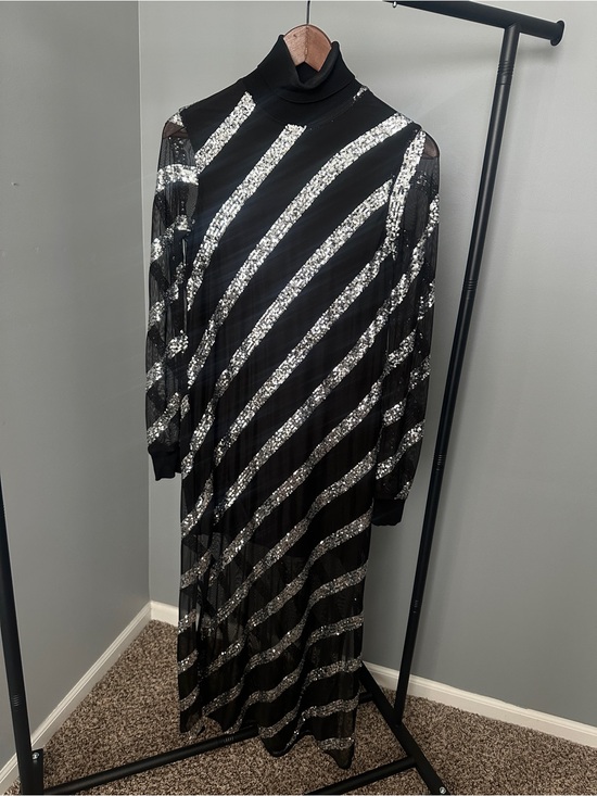 All Saints Dresses & Skirts - AllSaints Black Maxi Dress with Silver Sequin Diagonals